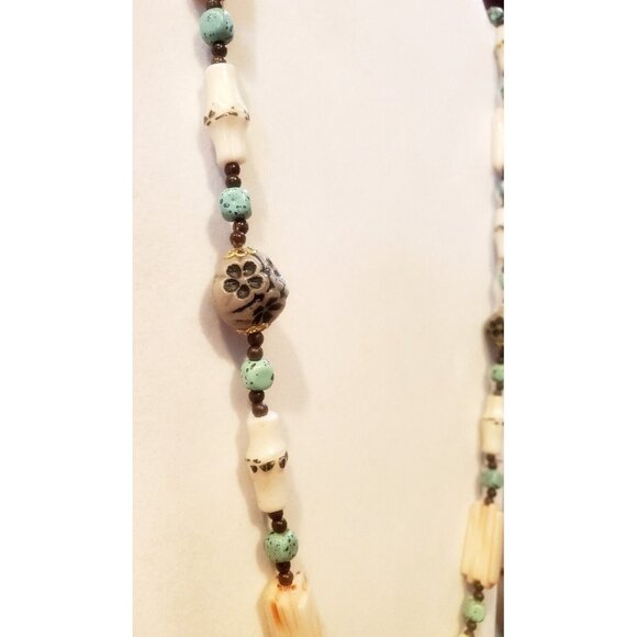 Vintage Boho Long Mixed Bead Chunky Strand Bohemian Necklace 33" - Picture 5 of 7